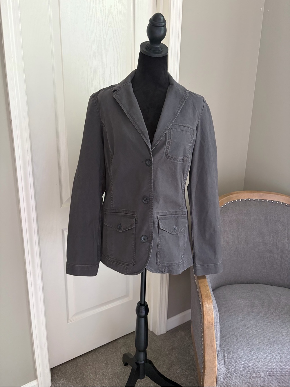 Eddie Bauer Charcoal Gray Cotton Blazer